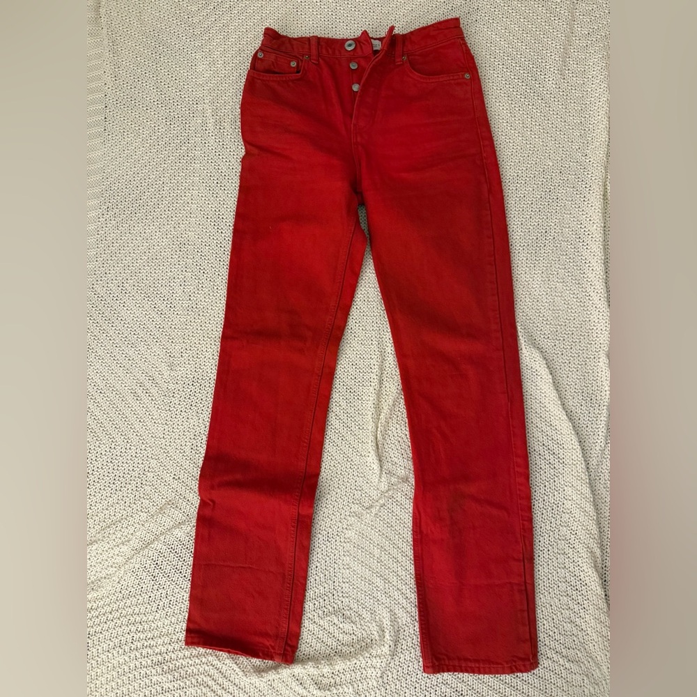 Zara Red straight leg jeans, new without tags